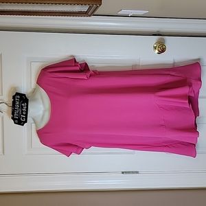 Umgee Medium Shift Dress Short Sleeve Hot Pink Ruffles